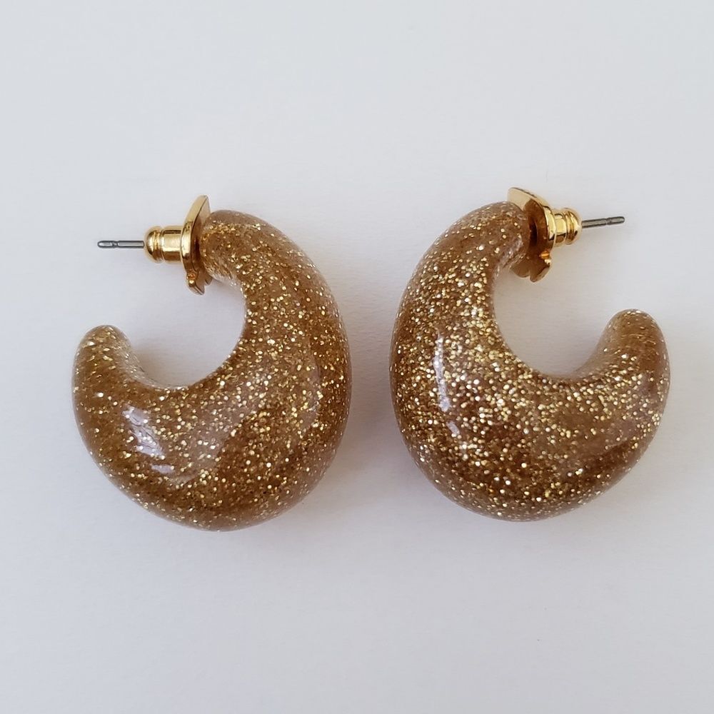 Kate Spade Gold Glitter Hoop Earrings - Picture 3 of 4